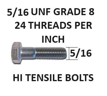 5/16 UNF HEX HEAD HIGH TENSILE BOLTS GRADE 8 SELECT LENGTH
